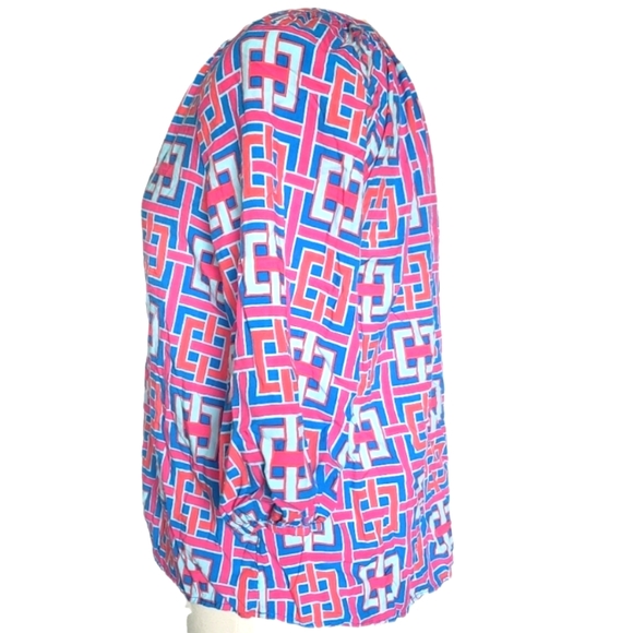 Crown & Ivy Pink Blue Print Blouse - Picture 6 of 9